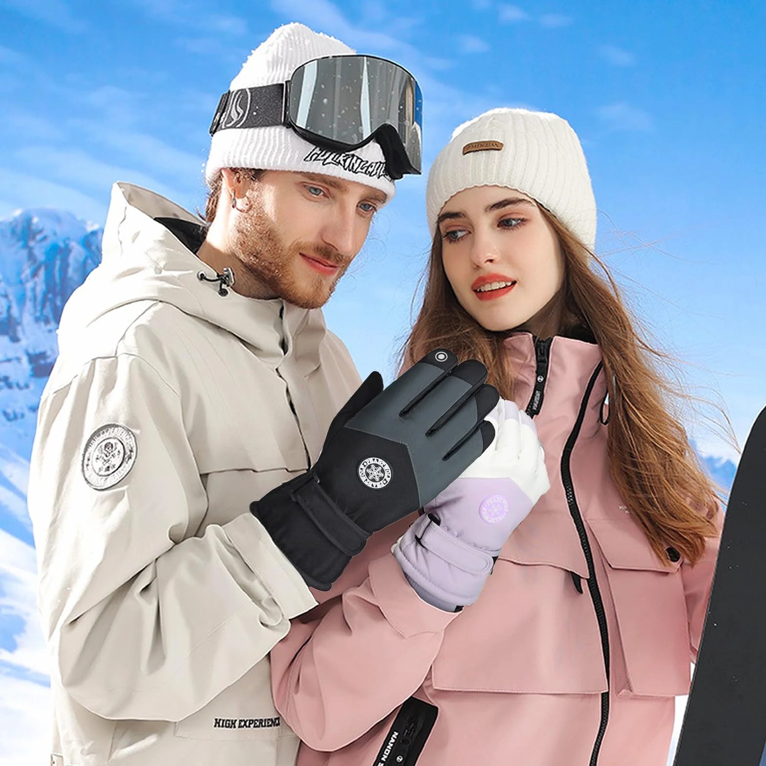 GEEKEO Winter Handschuhe Damen - Wasserdichte Warme Ski Thermo Touchscreen Handschuhe, Winddicht für Fahrrad, Snowboard, Reiten, Eislaufen und Schnee