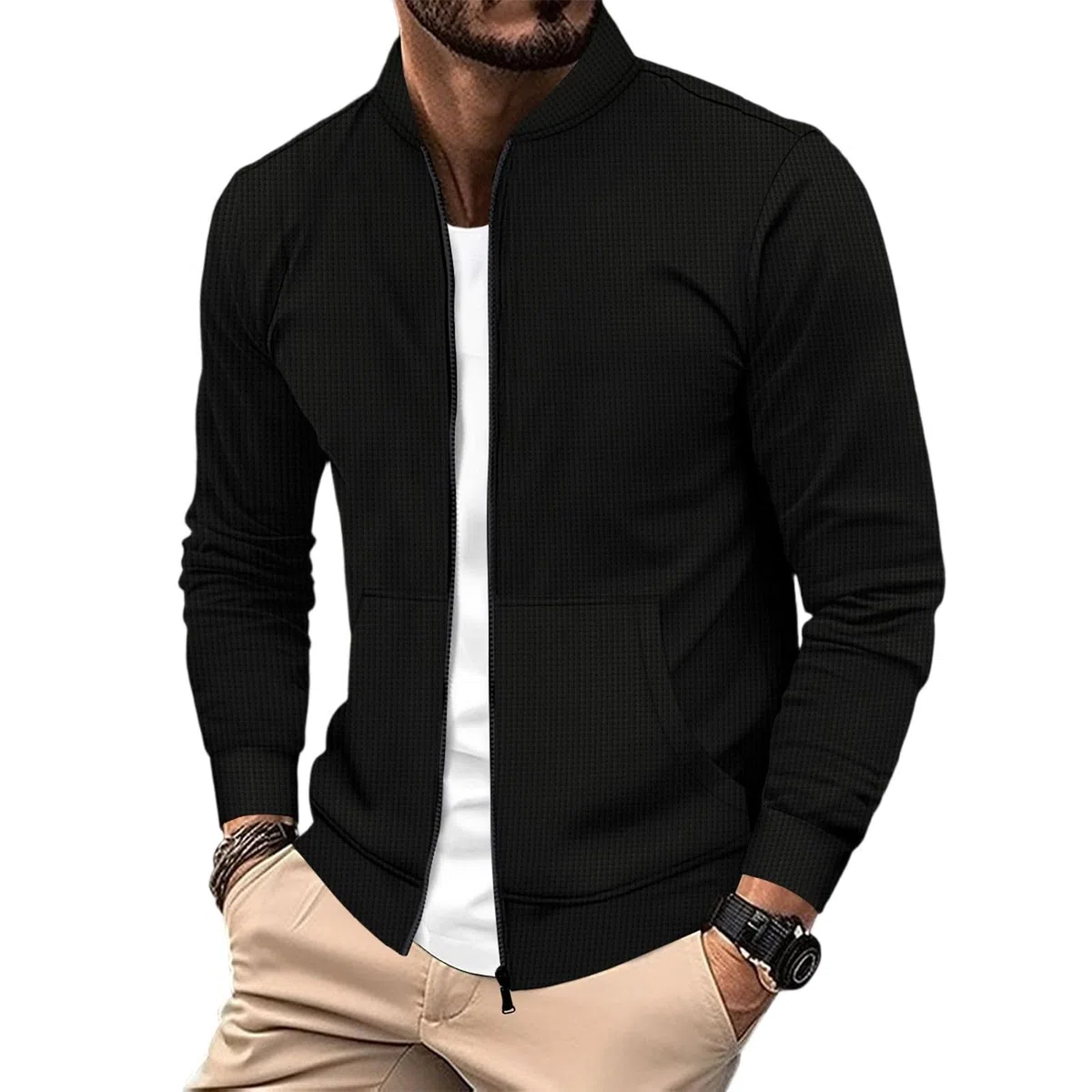 Herren-Jacken Moderne Herrenjacke mit Reißverschluss Leichte Herbstjacke Herren Atmungsaktives Material für Alltag und Sport Stylische Übergangsjacke für Männer