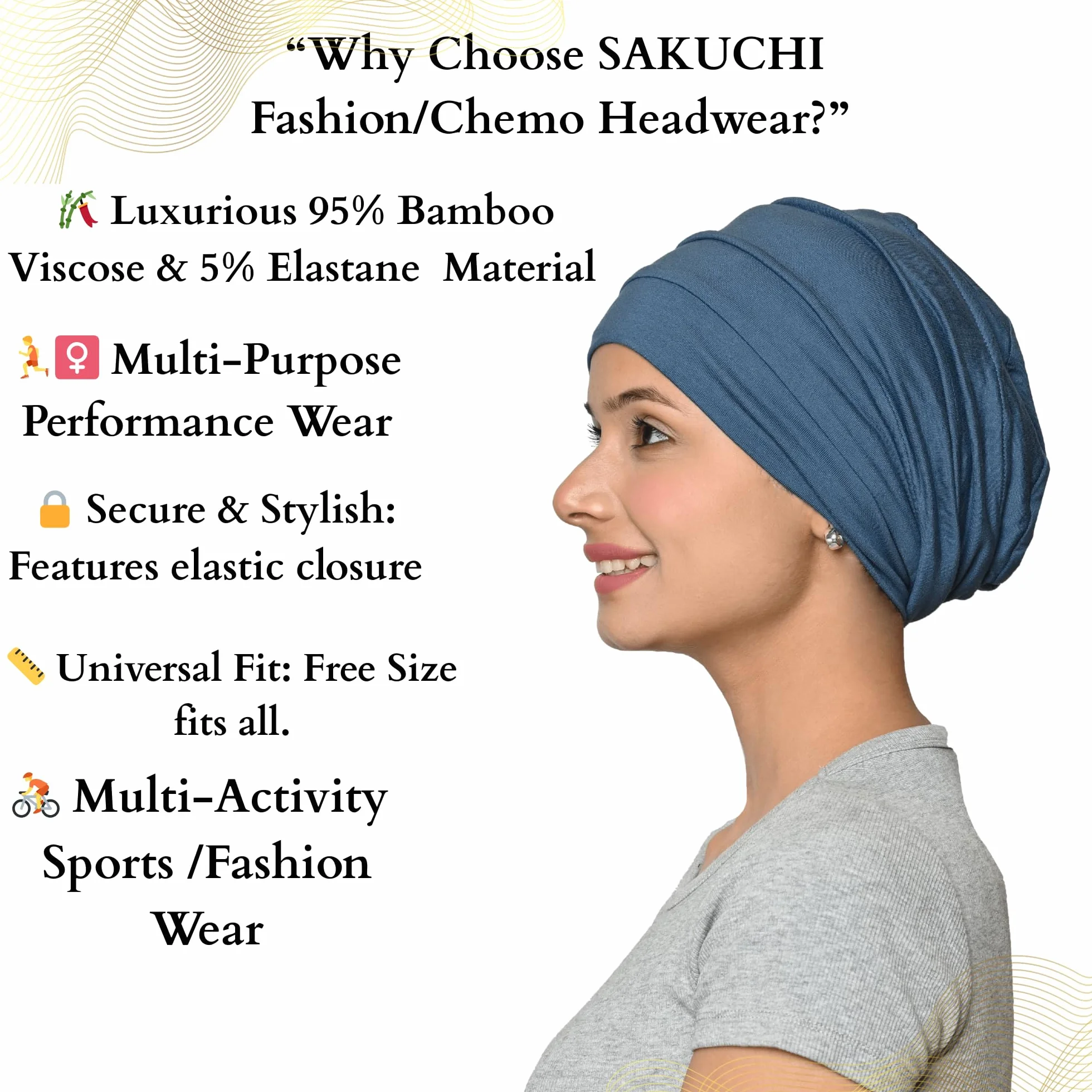 Damen Chemo Bambus Slouchy Snood Beanie Turban Kopfbedeckung Hut für Krebspatienten Haarausfall