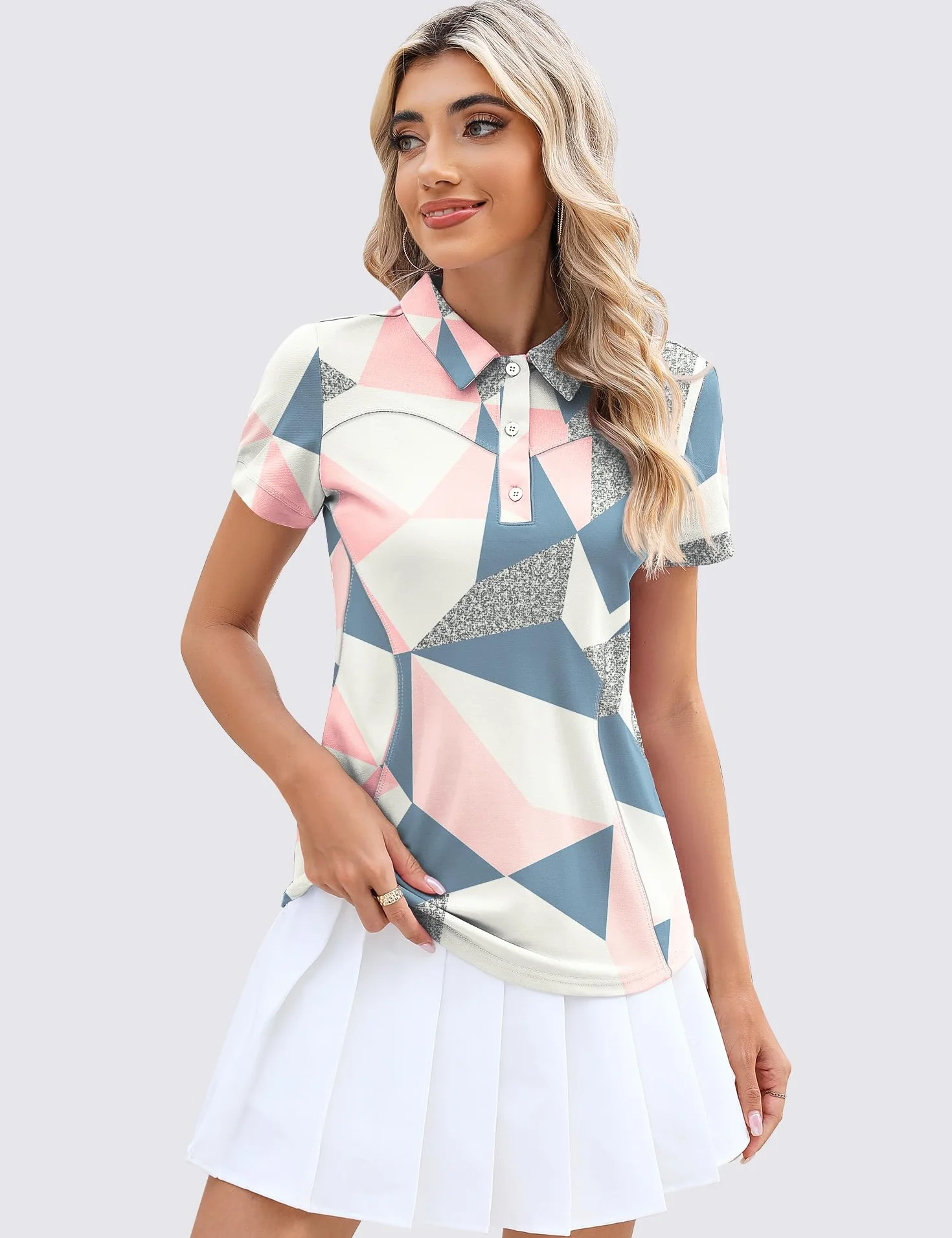 IECCP Poloshirts für Damen Kurzarm Polohemd Schnelltrocknend Golf Tennis Shirts Leicht Atmungsaktiv Tops Workout Sommershirts