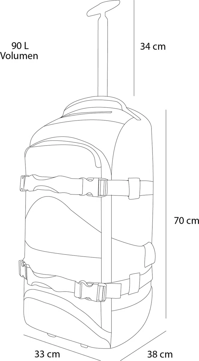 normani Reisetasche Trolley mit Rucksackfunktion 90 Liter - Backpacker mit Frontloader praktischer Reisetrolley und Rucksack in Einem mit 7 Fächern Schwarz 90 Liter