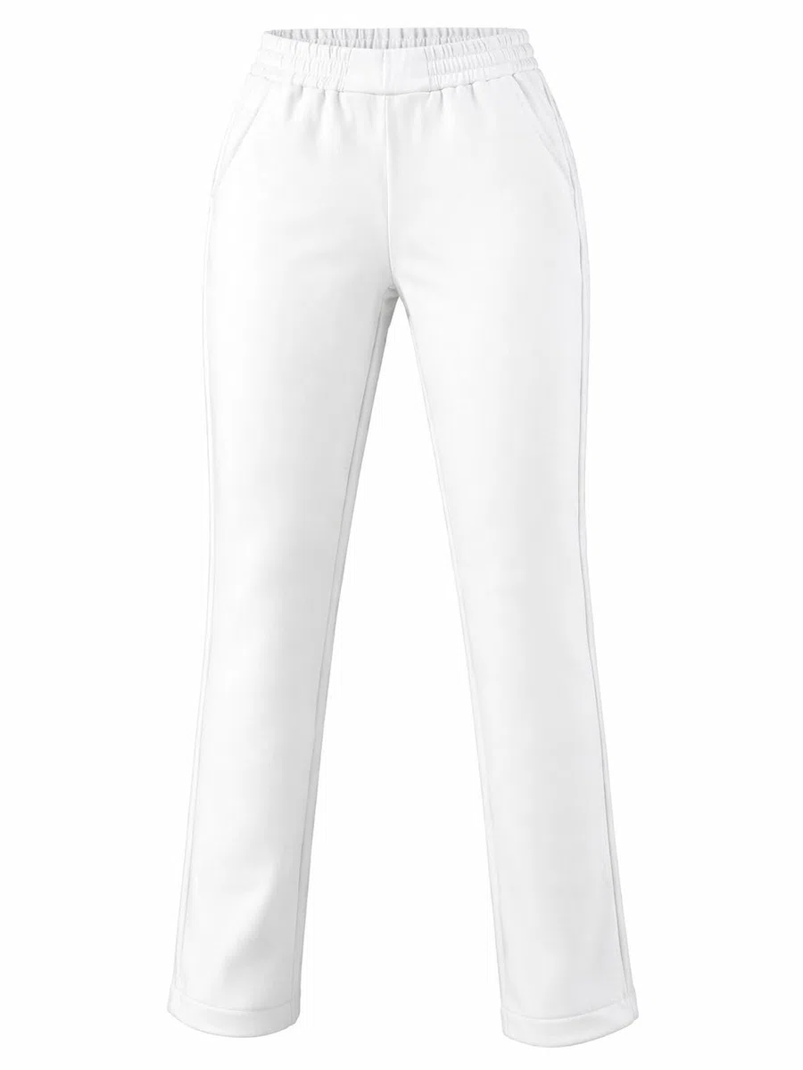 Damen Hose Weiß – Bequeme Stretch Arbeitshose für Pflege, Klinik & Praxis – Elastischer Bund, Pflegeleicht - Größe 34-54
