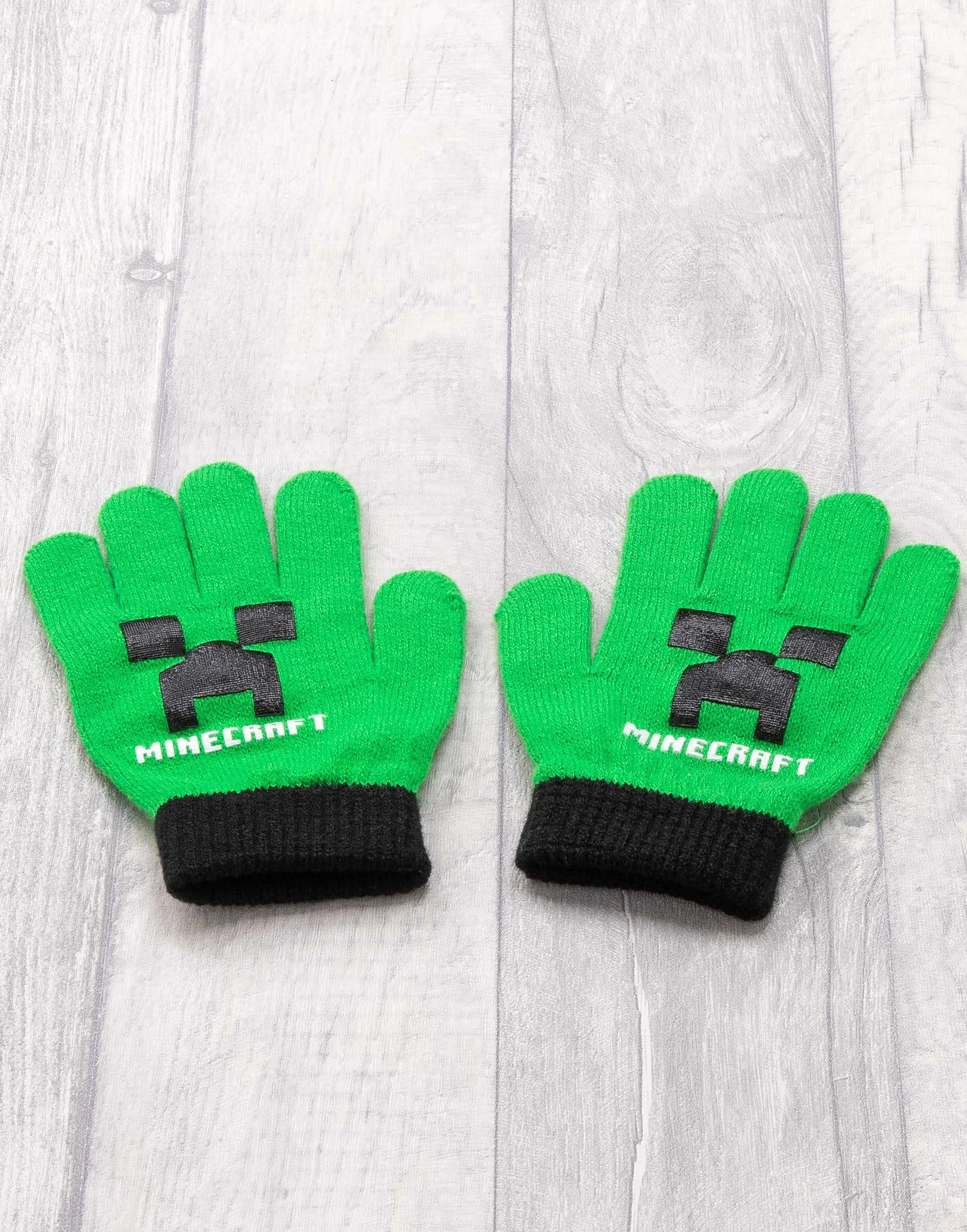 Minecraft Kids Bobble Hat Handschuhe Set Creeper gestrickte Beanie Gamer Geschen Einheitsgröße