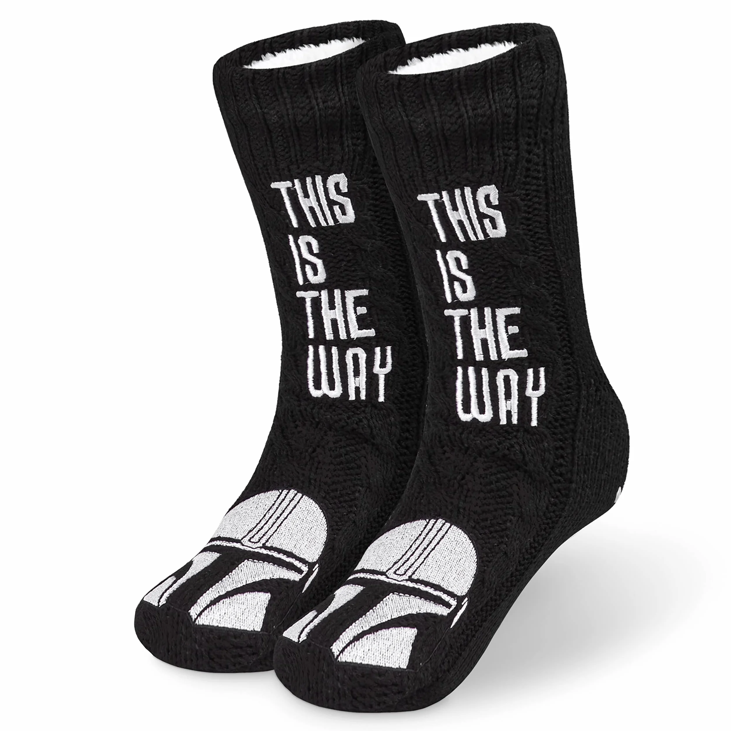 Disney The Mandalorian Kuschelsocken Herren Größe 38–44, Weich Flauschige Baby Yoda Socken mit Antirutsch-Noppen, Geschenke für Männer (Schwarz)