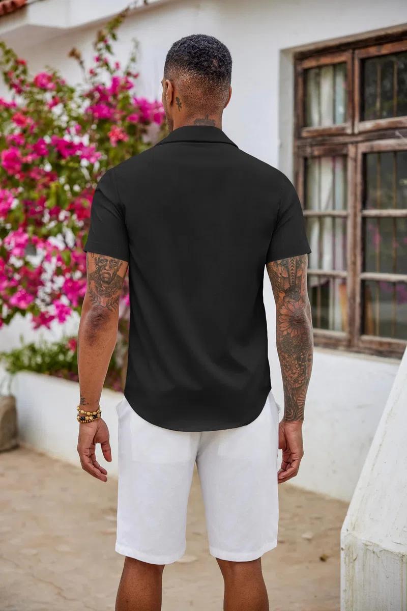 COOFANDY Herren Hemd Kurzarm Slim Fit Freizeithemd Bügelleichte Kurzarmhemd Businesshemd Sommer Herrenhemd Einfarbig Basic Shirt for Männer