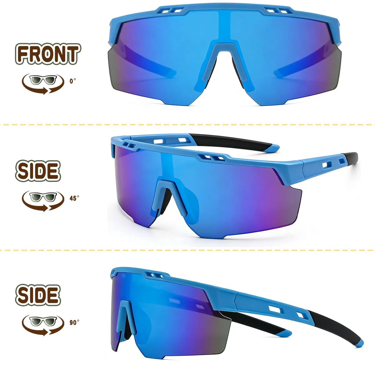 Sonnenbrille Kinder Fahrradbrille Jungen Mädchen - TR90 Flexiblem Rahmen Schnelle Brille Verspiegelt Jugendliche Sportbrille für UV Schutz