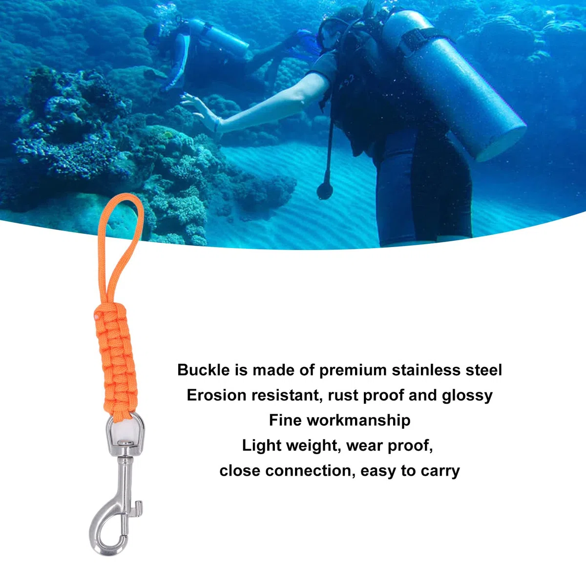 Diving Camera Lanyard, 360 Degrees Flexible Rotation Underwater Camera Housing Carrying Lanyard Parachute Rope with Quick Release Buckle for Underwater Photography (CardyVencl8wl-11)