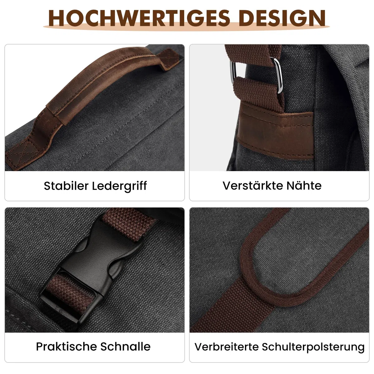 S-ZONE Herren Umhängetasche 17,3 Inch Messenger Bag Canvas Laptoptasche Aktentasche