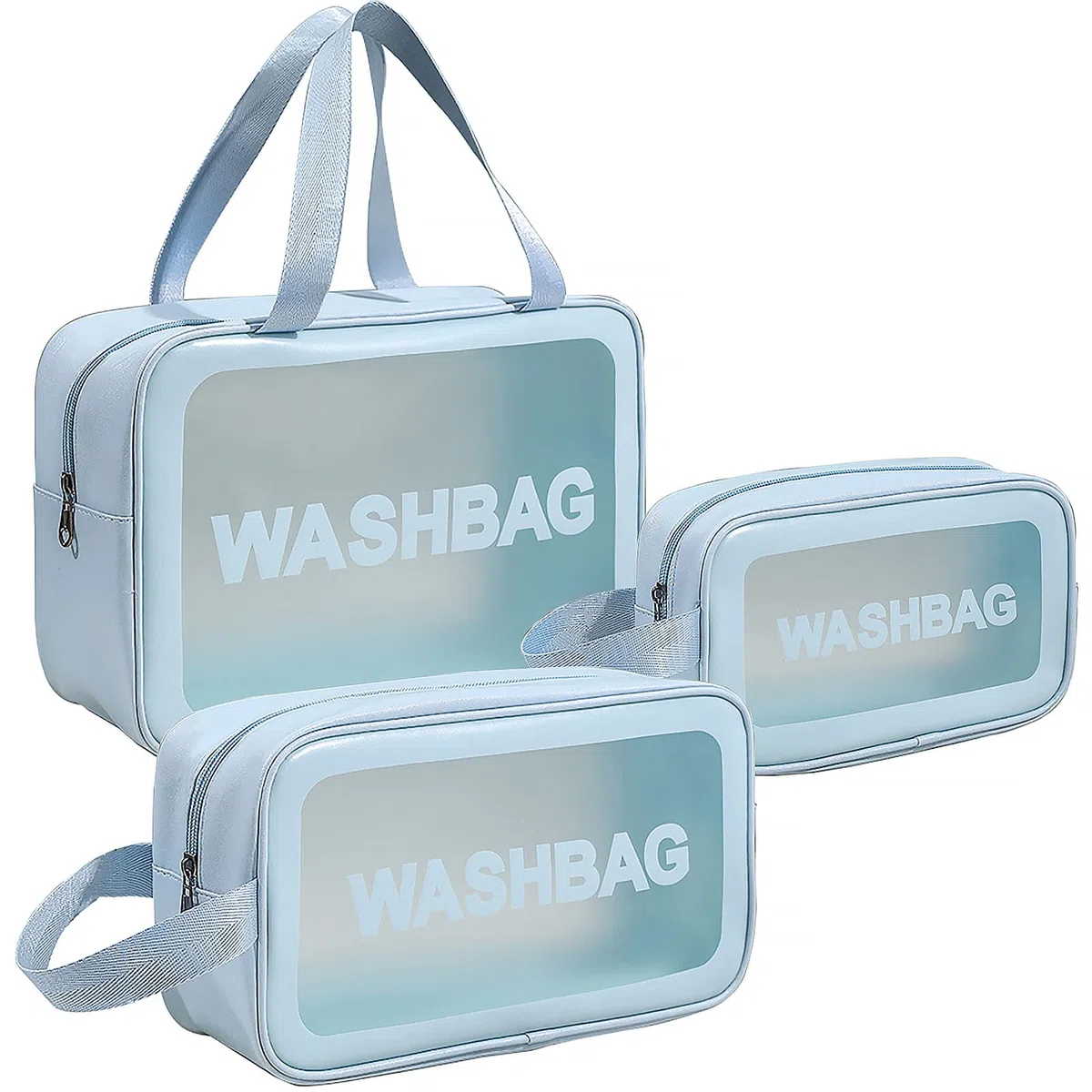 LEcylankEr Kosmetiktasche Transparent 3 Stück Make-up Tasche Wasserdicht Transparent kulturbeutel Reise Set (Blau)
