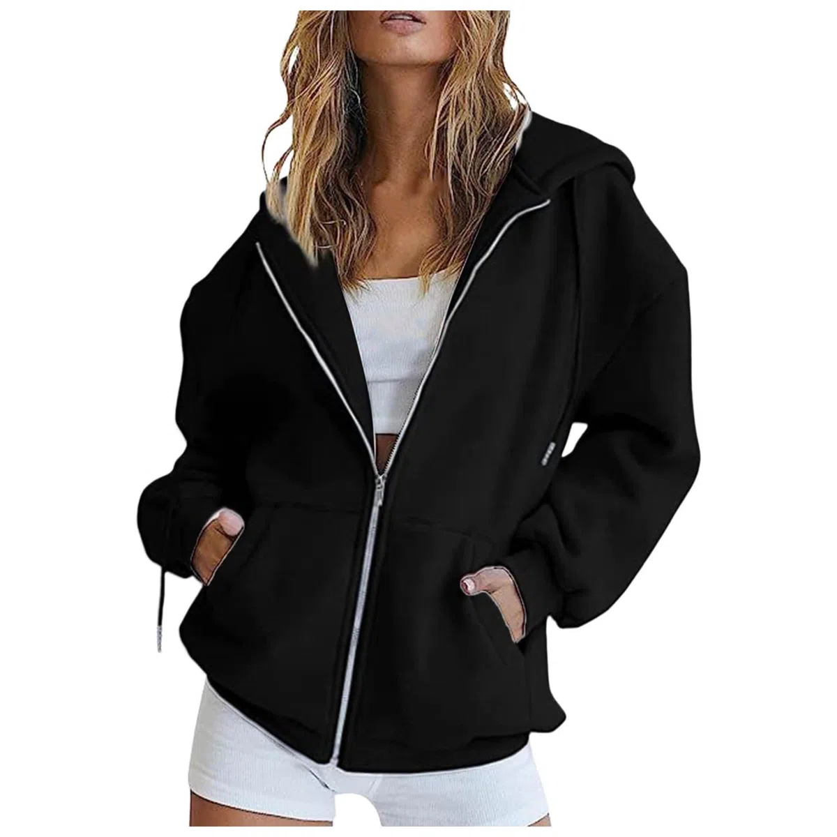 Sweatjacke Damen mit Kapuze Oversized Pullover mit Reißverschluss - Oversize Übergangsjacke Zip Hoodie Herbst Sportjacke Dünne Kapuzenjacke Trainingsjacke Hoody Kapuzenpullover Joggingjacken S-3XL