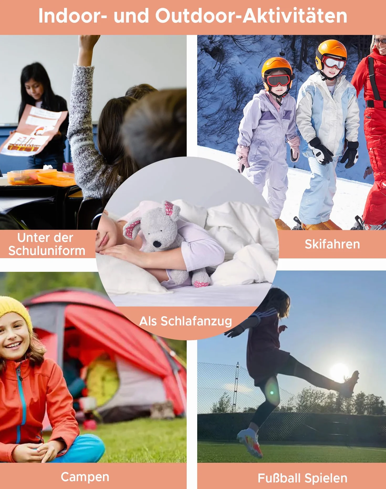 INNERSY Thermounterwäsche Kinder Schwarz Thermo Unterwäsche Mädchen Warm Funktionsunterwäsche (146-158, Schwarz)