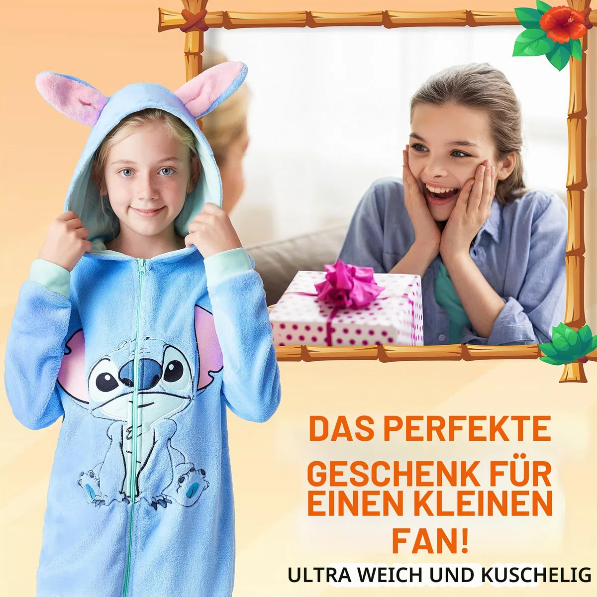 Disney Stitch Onesie Mädchen, Kuschelige Warm Einteiler Schlafanzug Kinder, Baby Yoda Geschenke für Mädchen Weihnachten