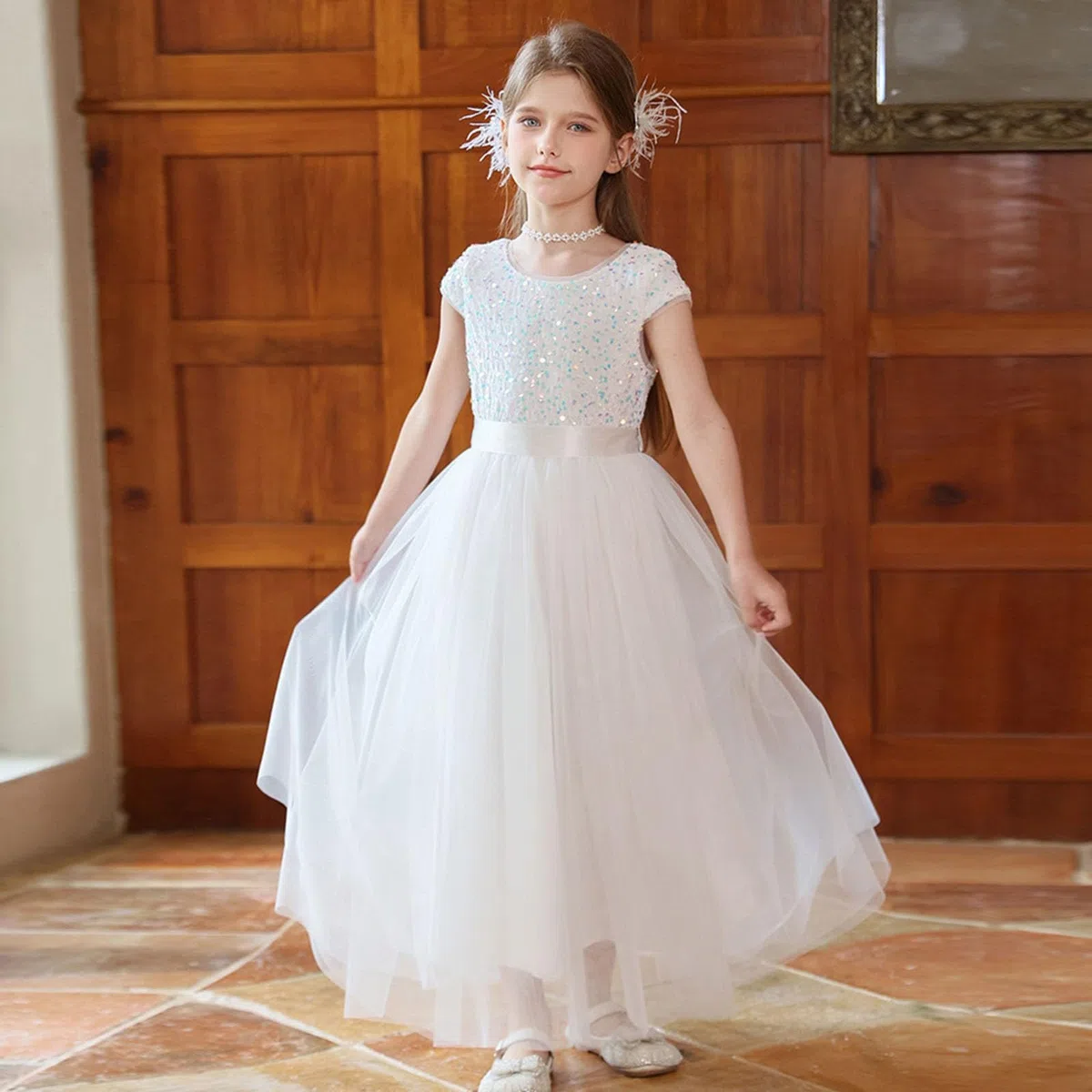 Elegantes Mädchen-Abendkleid Tutu-Kleid mit Rock Schärpe
