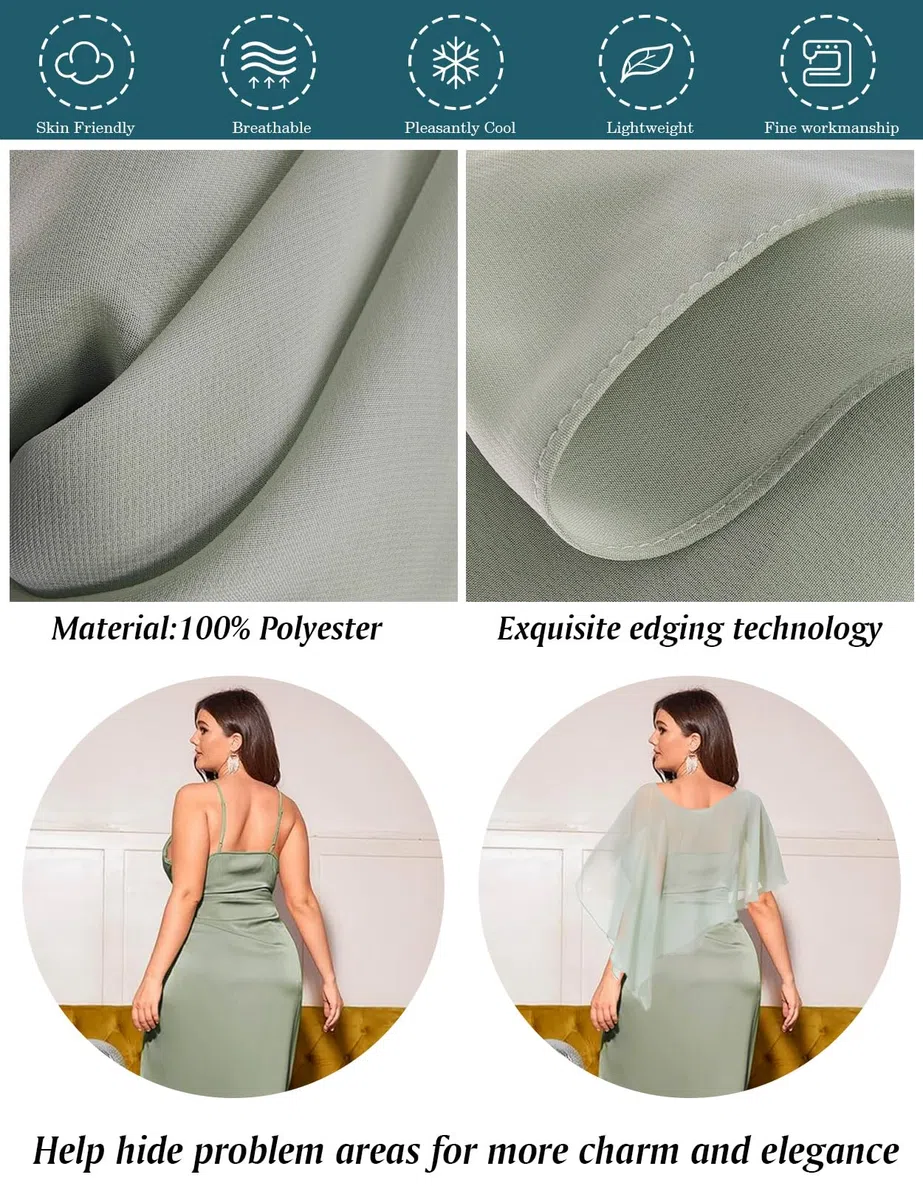 BEAUTELICATE Damen Chiffon Schal Stola Eleganten Cape Umhang für Braut Sommer Hochzeits Festliche Abendkleid