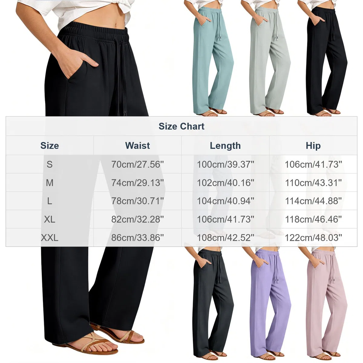 Sommerhose Damen Leicht Stretch Chino Jogginghose Lang Mit Taschen 2026 Elastische Hohe Taille Golfhose Sommerhosen Weites Bein Freizeithose Elegant Lockere Korde Luftige Chinohose