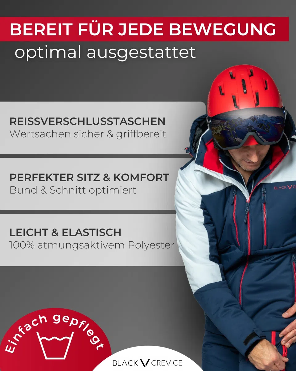 Black Crevice Herren Skihose mit Hosenträgern atmungsaktiv wind- und wasserdicht