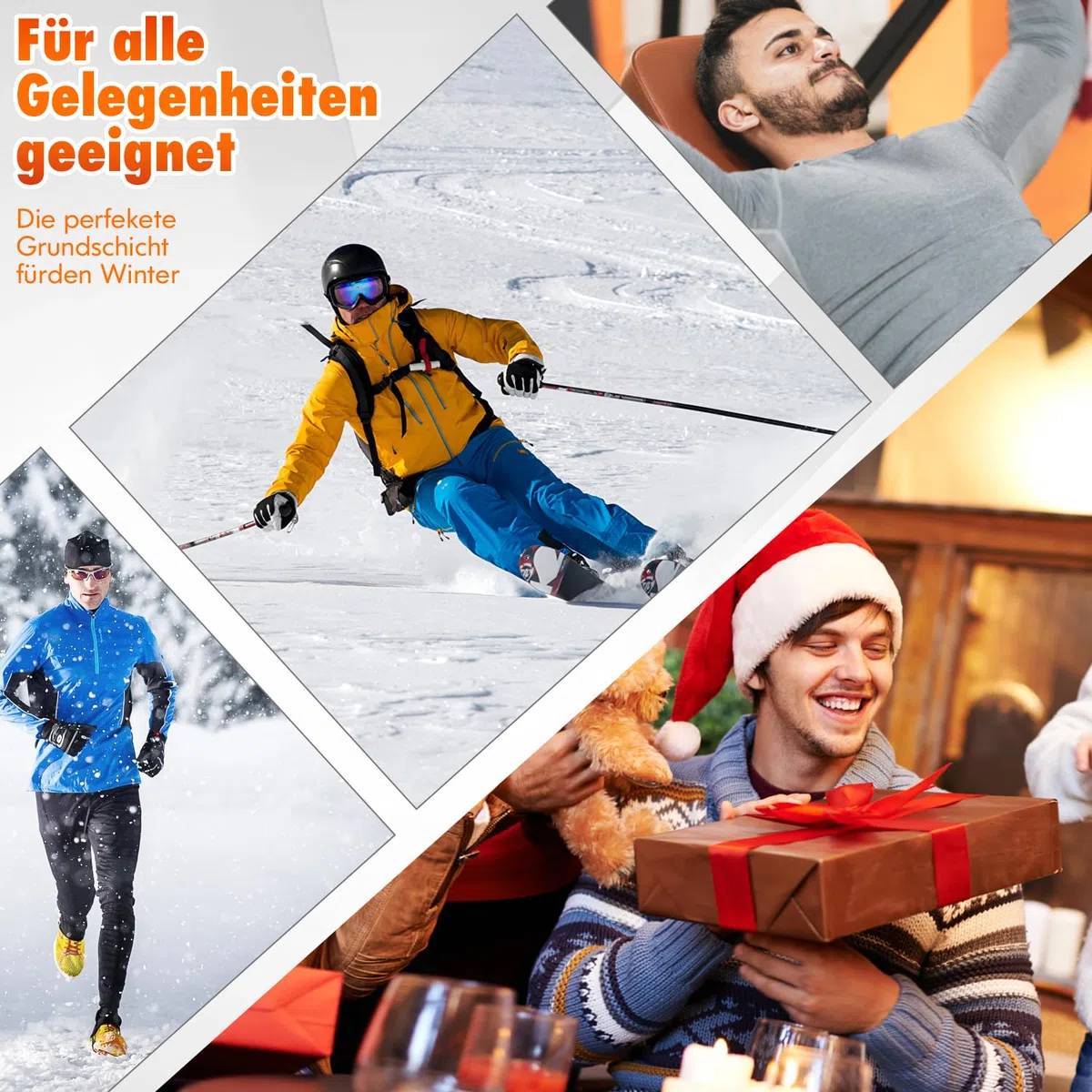CL convallaria Thermounterwäsche Herren Atmungsaktiv Thermoaktiv Funktionsunterwäsche Innenfleece Skiunterwäsche Weich Thermo Unterwäsche Set
