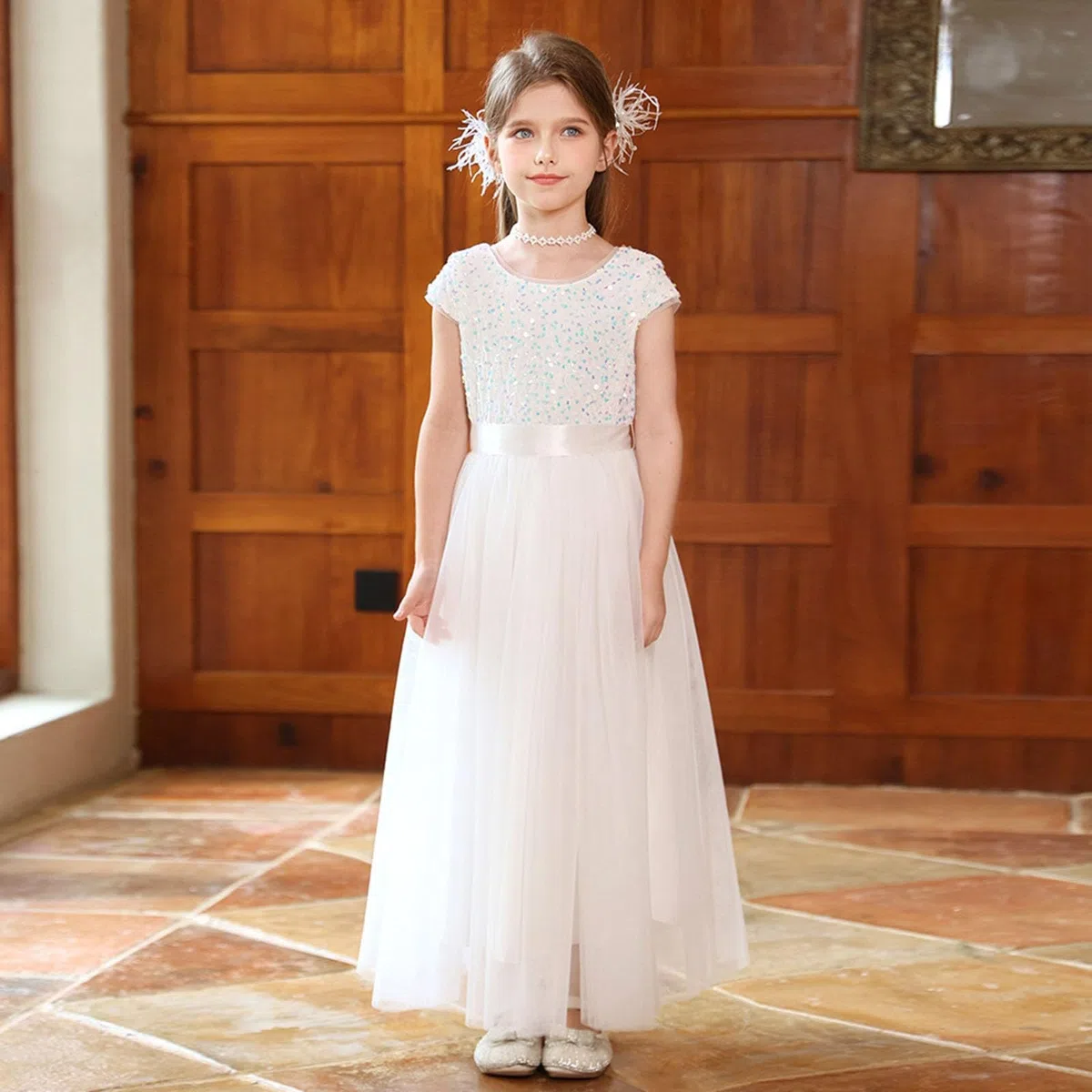 Elegantes Mädchen-Abendkleid Tutu-Kleid mit Rock Schärpe