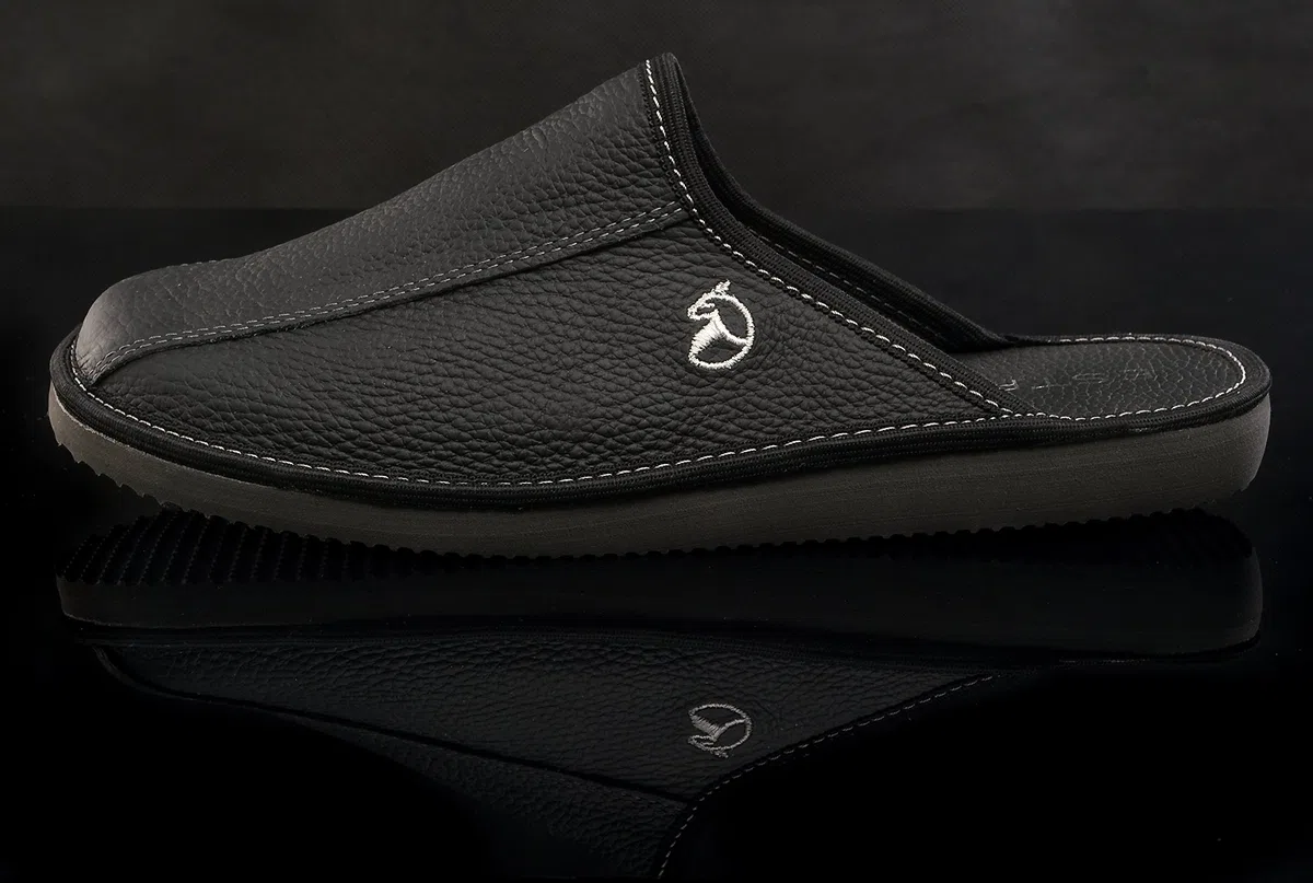 Estro Hausschuhe Herren Leder Herrenhausschuhe - Hausschuh Männer Pantoffel Pantoffeln Pantoletten Slipper Mann