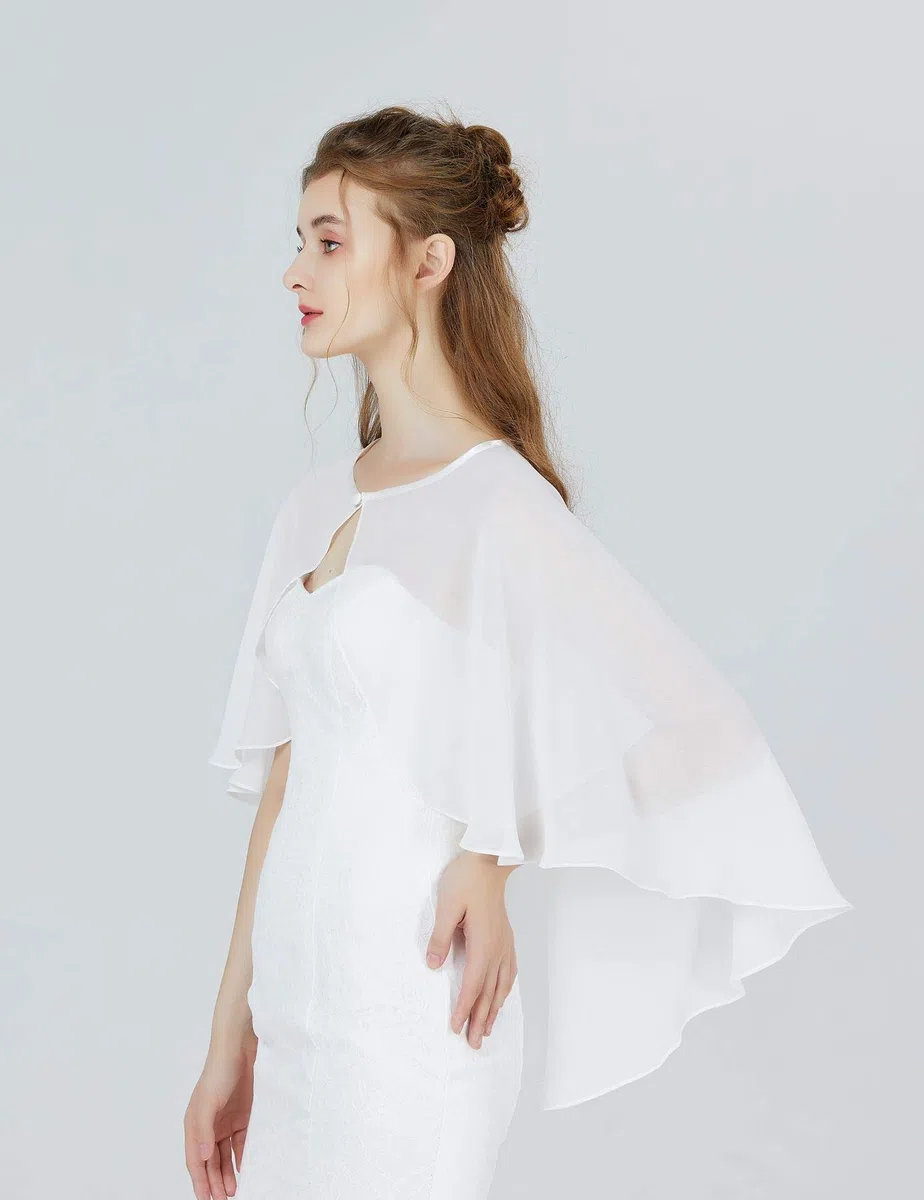 BEAUTELICATE Chiffon Stola Damen Festlich Chiffon Schal Cape Bolero Strickjacke für Hochzeit Braut Abendkleid Brautkleid Sommer