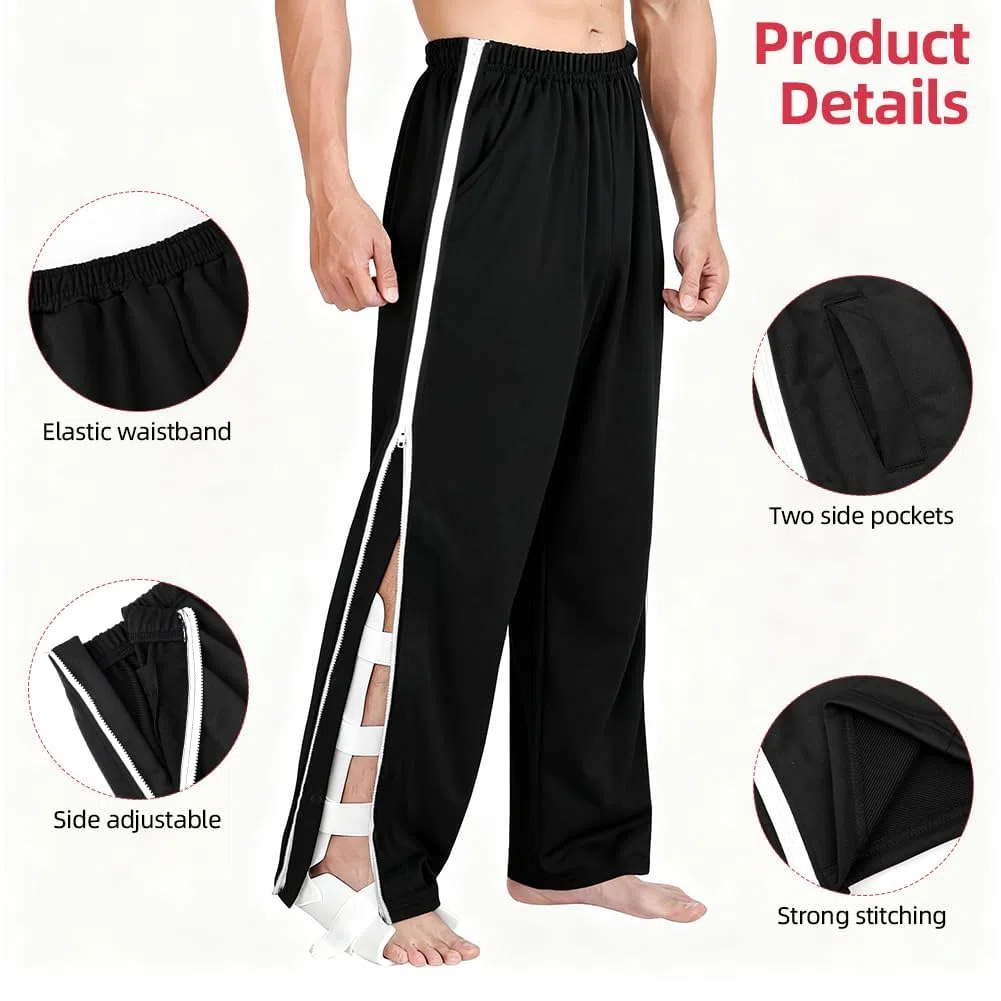 Reha Hose Herren Trainingshose mit Seitlich Verstellbar Elastisches Band Sweathose Joggers Unisex Jogginghose Damen Lässig Sportswear mit Tasche Freizeithose für Senioren Pflegebedürftige