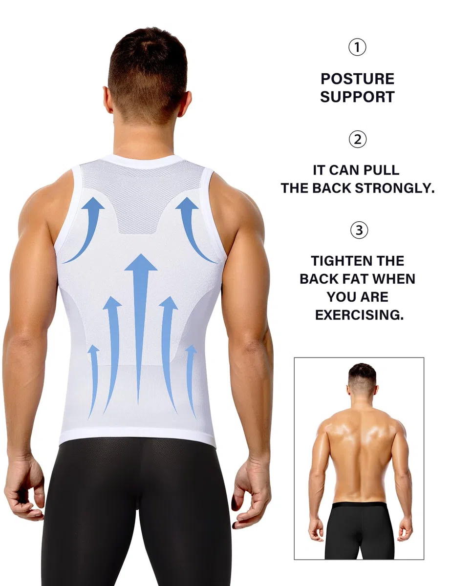 Arjen Kroos Shapewear Herren Kompressionsshirt Figurformend Bauchweg Shirt Shape Elastische Unterhemd Body Shaper Tank Top