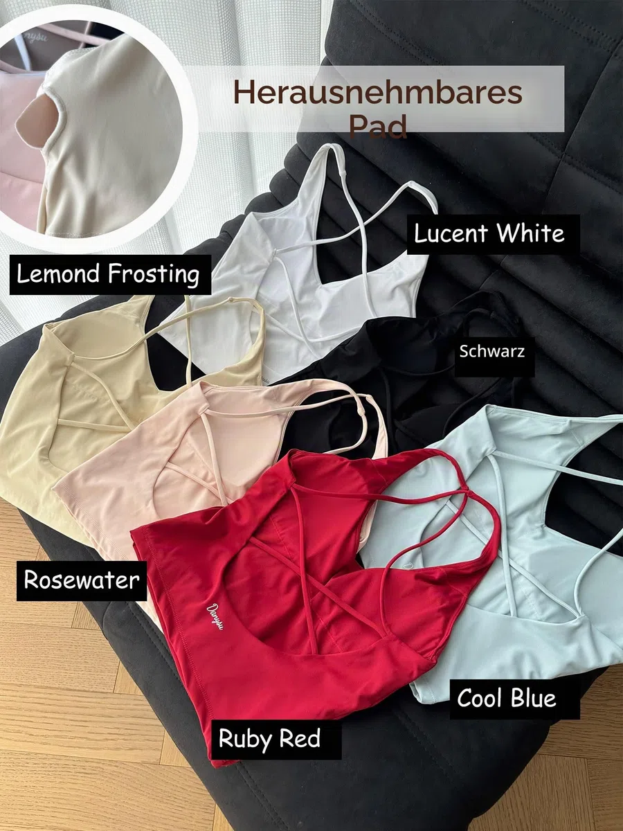 Danysu Sport BH Damen Ohne Bügel Top Crossback Abnehmbaren Gepolstert Nahtlose Sport Oberteile Bra Fitness Yoga