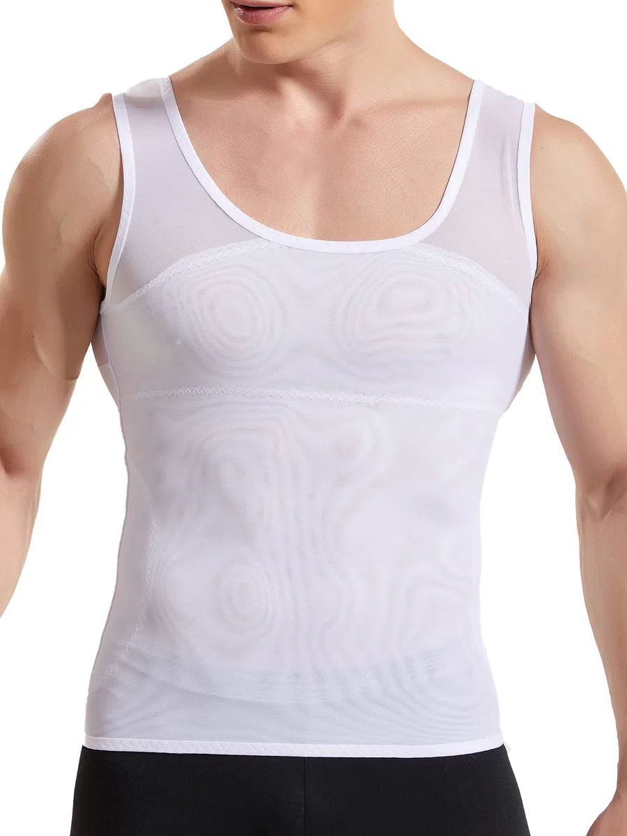 HANERDUN Kompressionsunterwäsche Tank Top Herren | Bauchweg Body Shaper Figurformendes Unterhemd für Männer | Sport Fitness Bodyshaper