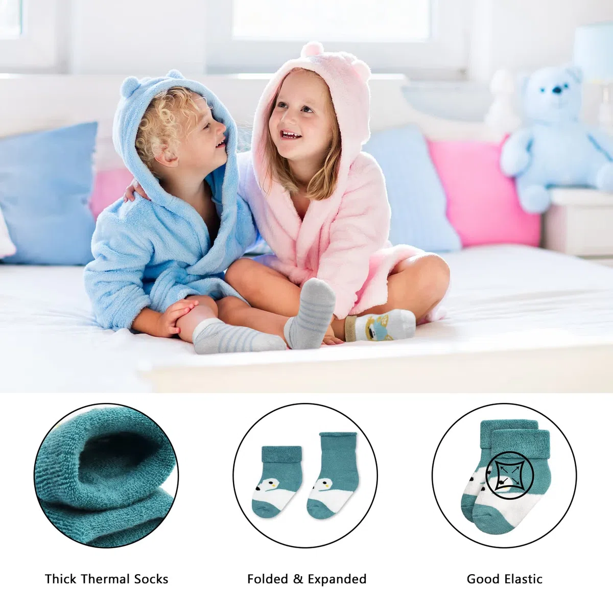 GENTABY Unisex Baby Socken Baumwolle Terry Warme 10 Paar Baby Jungen Neugeborene Socken Baby Mädchen 0-6 Monate bis 1-3 Jahre Kleinkind Socken Dicke Winter Socken