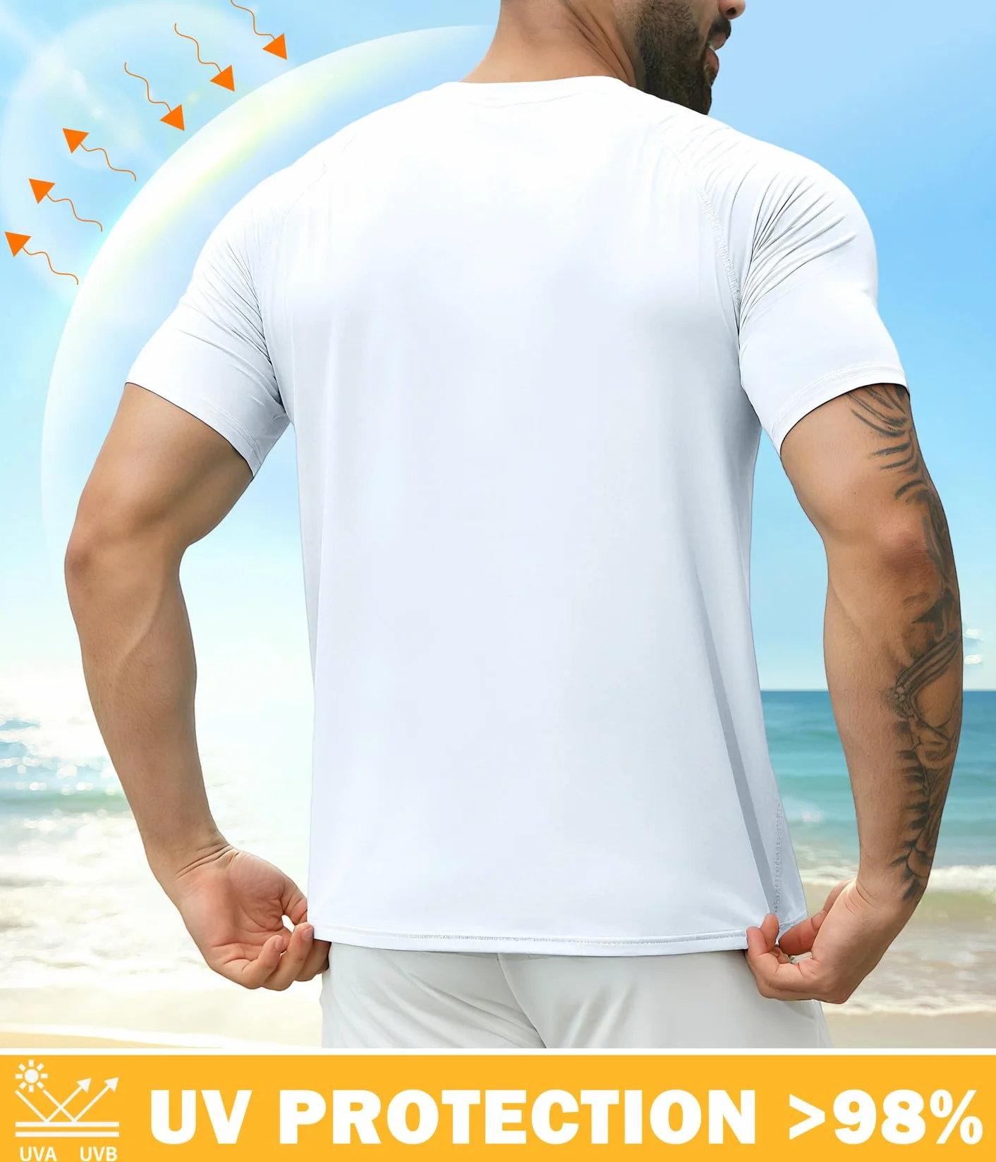 Boyzn 1 or 3er Pack UV Shirt Herren Schwimmshirt UPF 50+ UV Schutz T-Shirt Atmungsaktiv Schnelltrocknend Funktionsshirt Herren Kurzarm Rashguard Badeshirt Wandershirt Surf Sport Shirt für Schwimmen