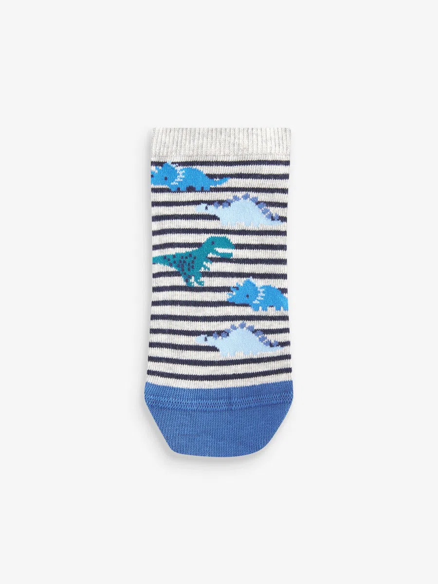 NEXT Jungen Sneaker-Socken mit hohem Baumwollanteil, 7er-Pack Blue Dinos 26.5-30.5