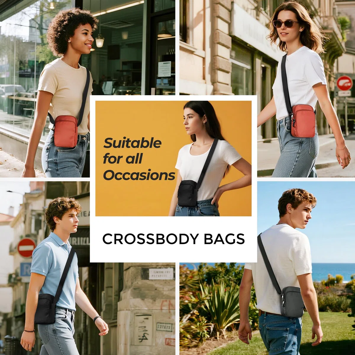 BROADREAM Anti Diebstahl Umhängetasche - Schultertasche mit Reißverschluss Lock & RFID-Blockierung, Wasserdicht Brusttasche Chest Crossbody Bag Herren Damen Tägliches Leben Reise