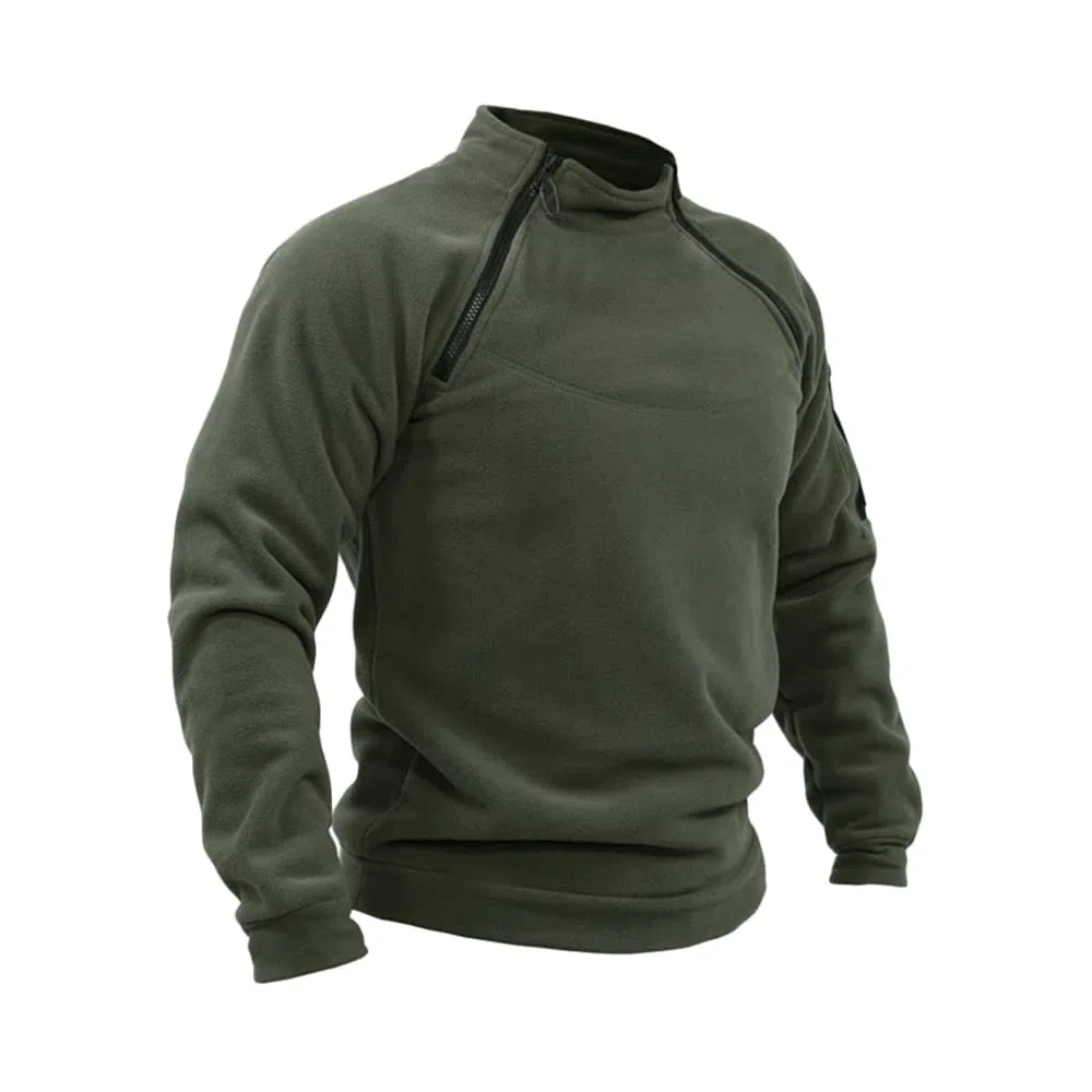 Herren Tactical Fleece Pullover Jacke Army Combat Sweatshirt Military Athletic Sport Jumper Tops Winddichte Freizeit Zip Top ohne Kapuze