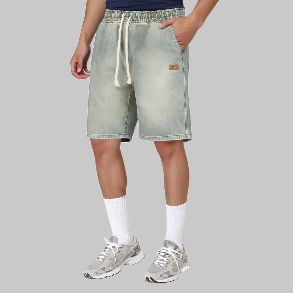 Jeans Shorts Herren Baggy Beach Shorts High Waist Kurze Hose Bequem Freizeithose Mit Taschen Low Waist Boyfriend Jeanshose Breites Bein Locker Schlupfjeans