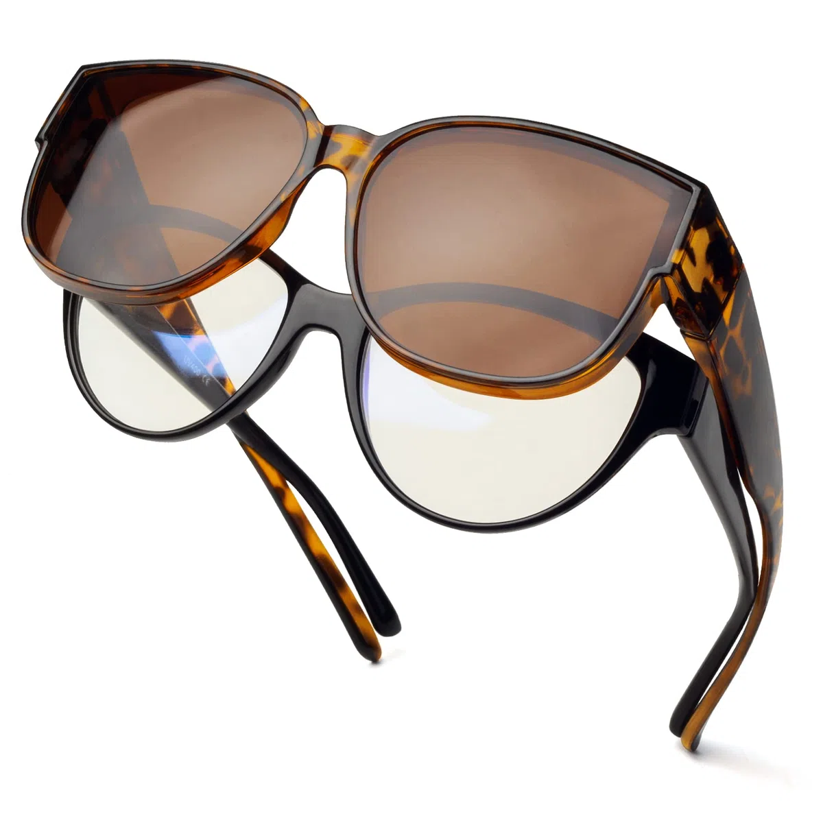 Face Shadow Polarisiert Überzieh Sonnenbrille Damen über Normale Brille, Überbrille für Brillenträger UV400 Schutz Übergroß, Ultra Leicht Fahren Angeln