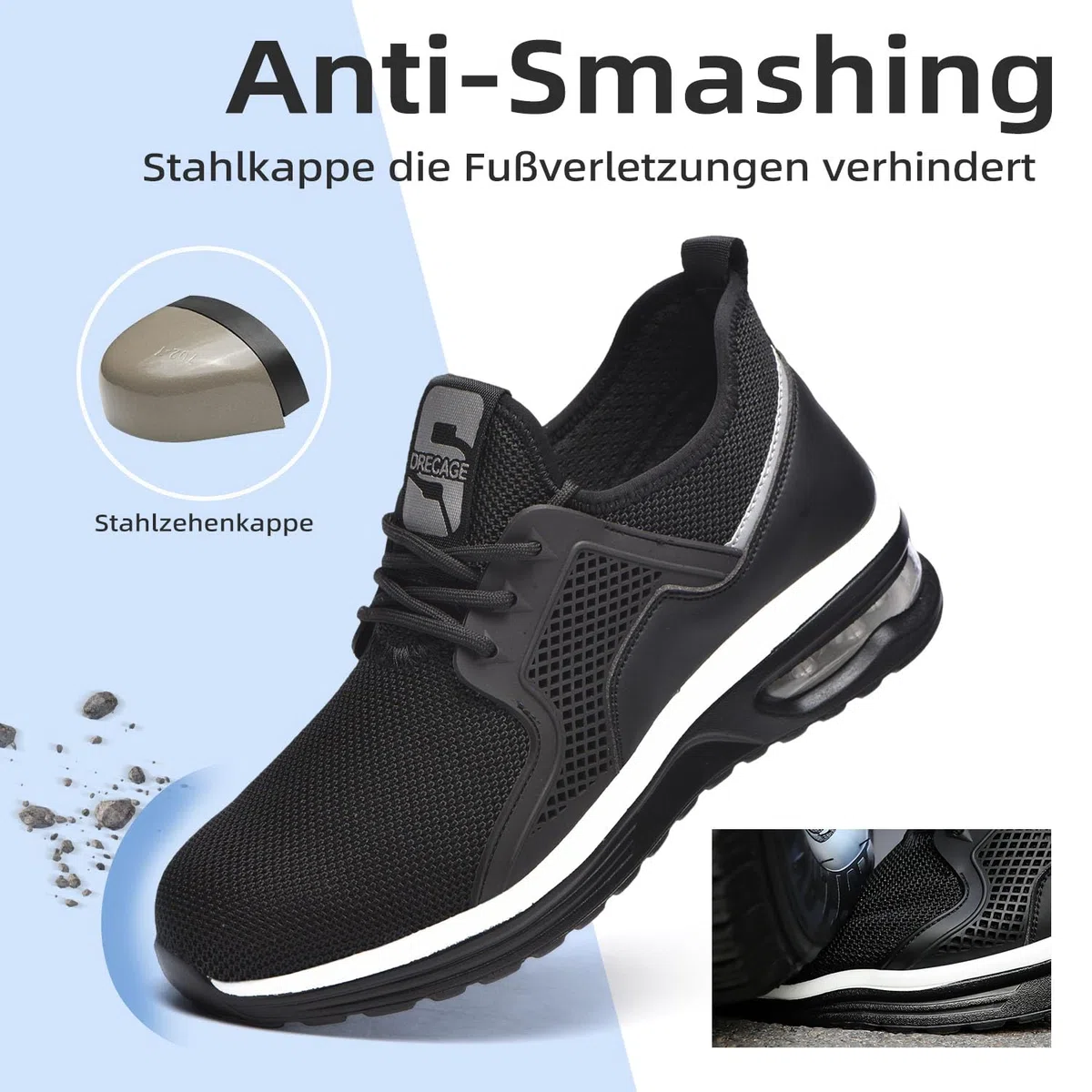 Arbeitsschuhe Damen Leicht Sicherheitsschuhe Herren Atmungsaktiv Sportlich Stahlkappenschuhe rutschfest mit Stahlkappe