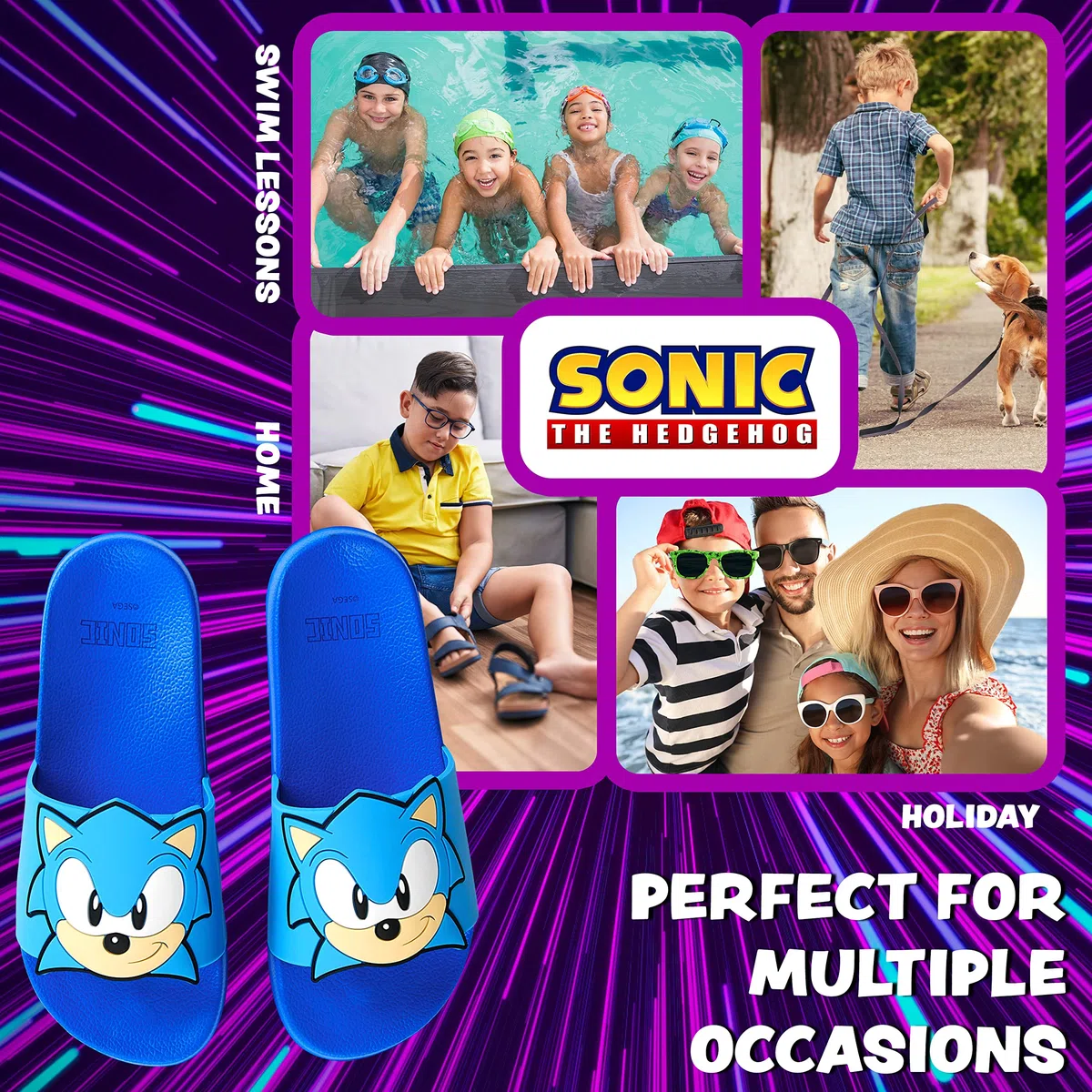 Sonic the Hedgehog Badelatschen Sommer | Badeschuhe für Jungen und Mädchen in der Größe 28-34 |