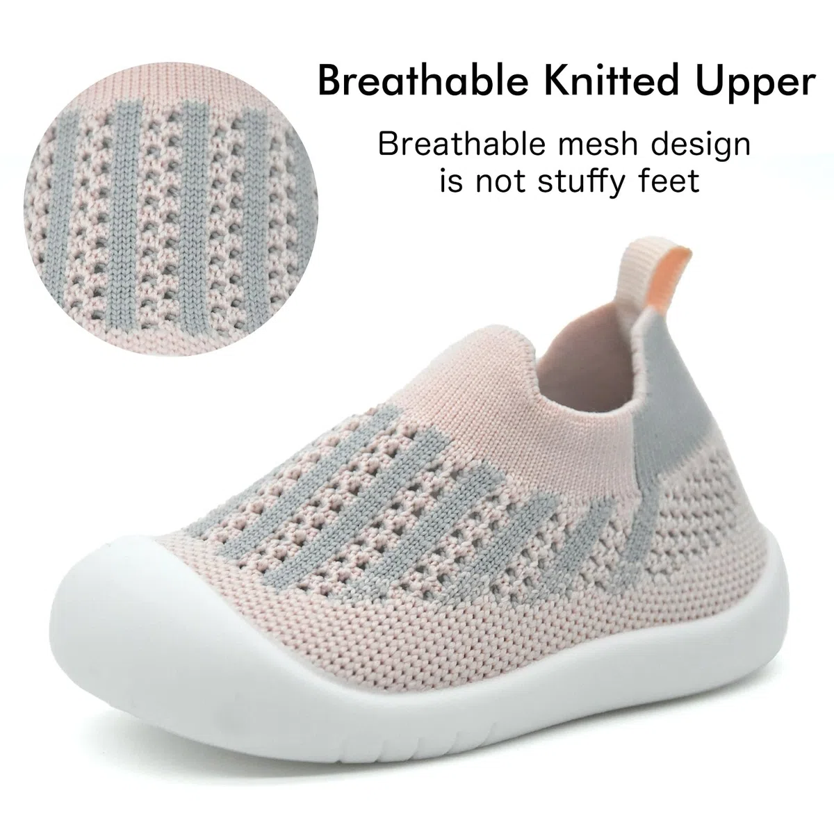 Baby Sockenschuhe Lauflernschuhe Krabbelschuhe für Mädchen und Jungen im Alter von 6-36 Monaten mit weich gestricktem Material und Rutschfester Gummisohle