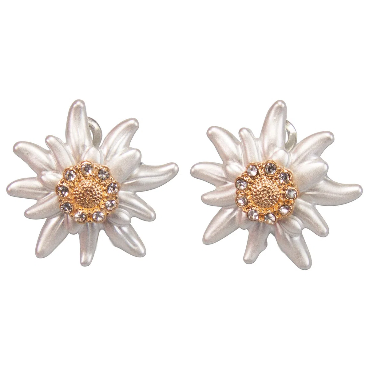 Alpenflüstern Trachten-Ohrstecker Strass-Edelweiß Greta - Damen-Trachtenschmuck, Trachten-Ohrringe mit Strass-Steinen (bicolor) DOR050