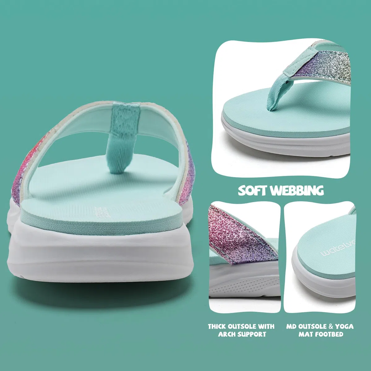 WateLves Flip Flops Kinder Zehentrenner Mädchen Badelatschen mit dicken Sohlen Sommer Strand und Pool Rutschfeste Zehensandalen