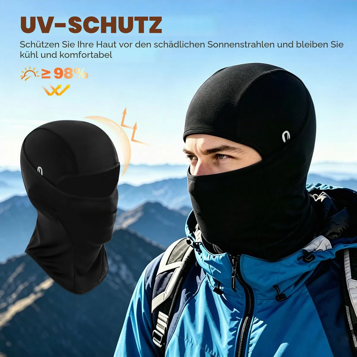 NOVEINN 2 Pieces Summer Balaclava for Men/Women，UV Protection,Breathable and Cooling Balaclava with Glasses Holes for Motorcycle,Cycling,Fishing Or Hiking Outdoor Sports