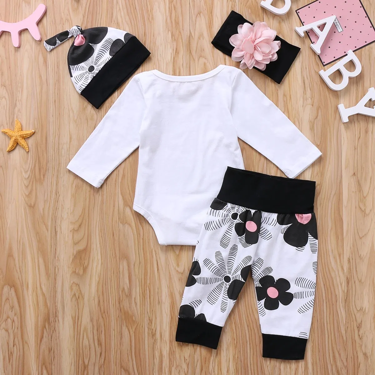 Geagodelia Babykleidung Set Baby Mädchen Langarm Body Strampler + Hose + Stirnband Mütze Kleinkinder Neugeborene Warme Babyset Kleidung Daddy's Prinzessin