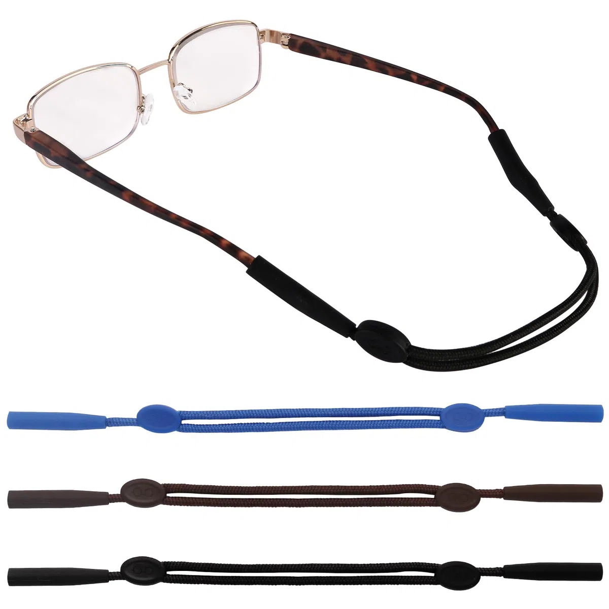 3er-Pack Brillenbänder aus Seil Anti-Rutsch-Ohrbügel-Abdeckung für Sportbrillen Anti-Rutsch-Abdeckung für Brillen mit Fallschutz Verstellbares Ai-Brillenband