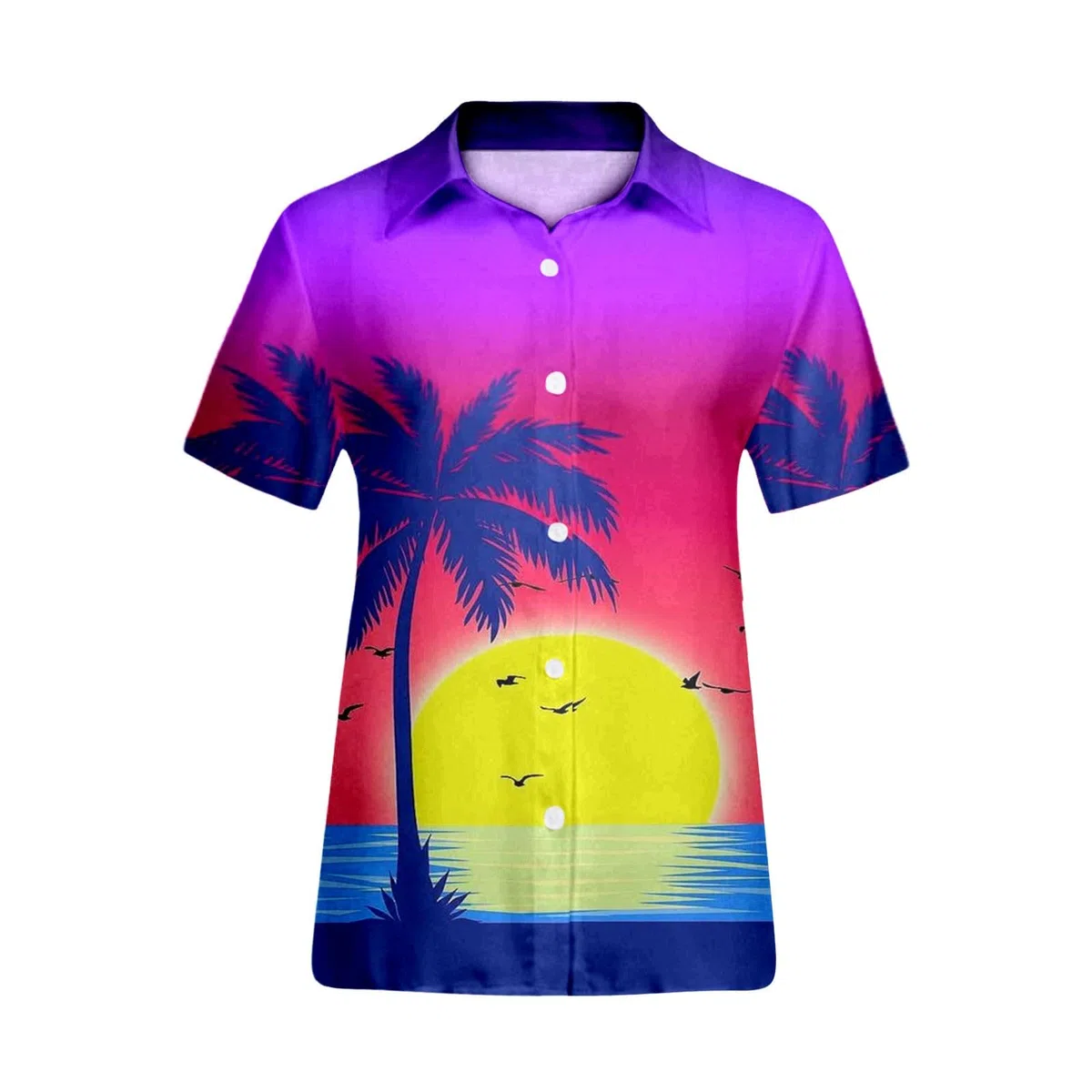 Tropische lustige Hawaii-Hemden für Damen, Karibik, Hawaii-Palme, Strand, Sommerhemd, Knopfleiste, kurzärmelig, lässig, Kreuzfahrt-Hemd, Revers, Mexiko, trendig, kubanische Grafik, Damen-Golf