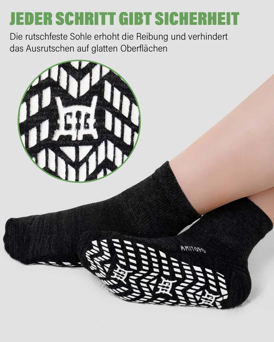 Diabetiker Socken Herren Damen: Bambus Stoppersocken mit Komfortbund Ohne Gummibund & Naht Extra Weite Antirutschsocken Für Geschwollene Füße Schwangere Senioren