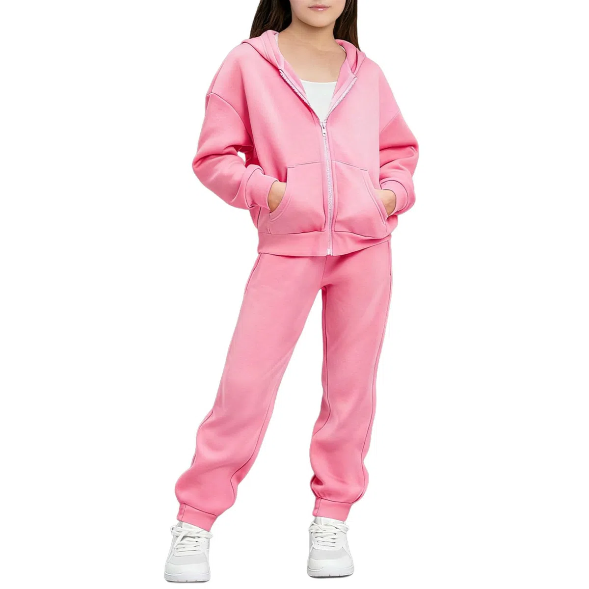 XINYUNZU Jogginganzug Kinder Hoodie mit Hose Set Fleece Gefütterte Sportanzug Sweatshirt + Jogginghose Casual Klamotten 2-Teilig Winter Kinderkleidung Mode Klamotten für Mädchen und Jungen 5-13 Jahre