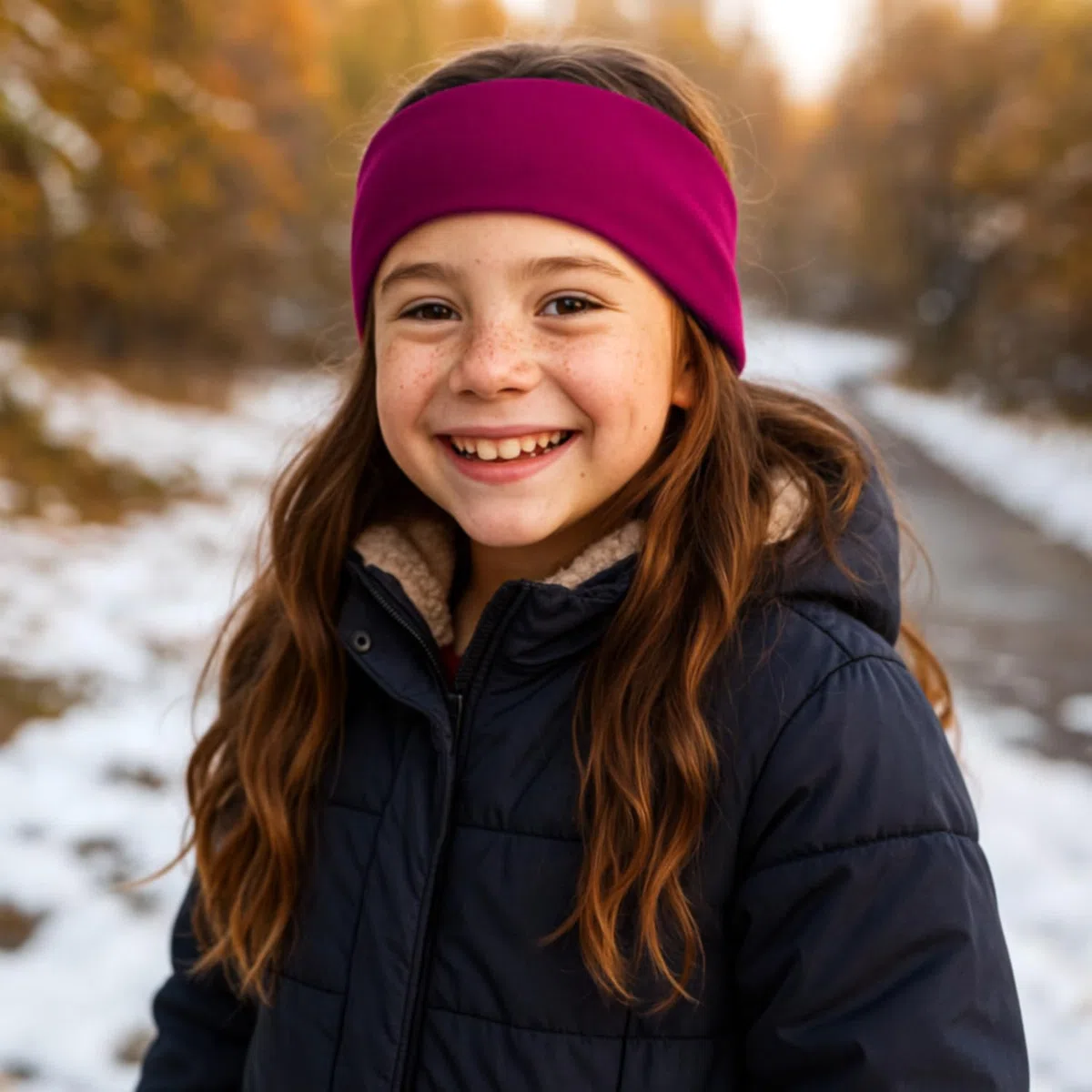 Wollhuhn ÖKO Kinder/Jungen/Mädchen Warmes Stirnband/Haarband Zweilagig Fleece Viele Farben 20250810 (Dark Berry Sportfleece, Einheitsgröße)