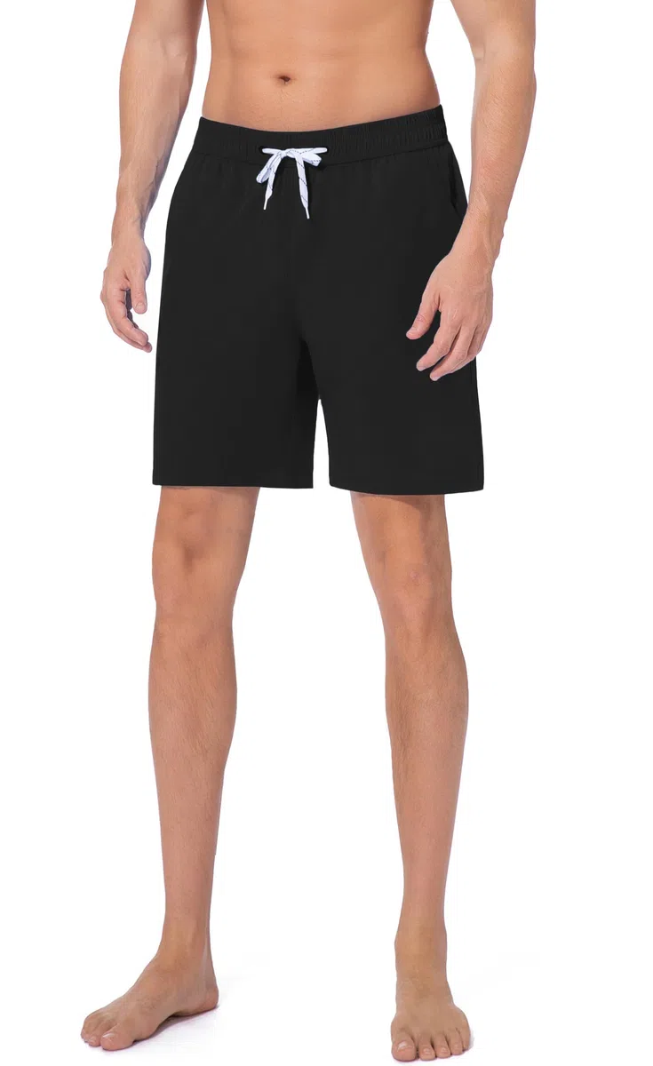 6″Herren Badehose mit Innenslip & Taschen, Quick Dry Atmungsaktive Badeshorts mit Gummibund & Kordelzug für Swim Sport Laufen