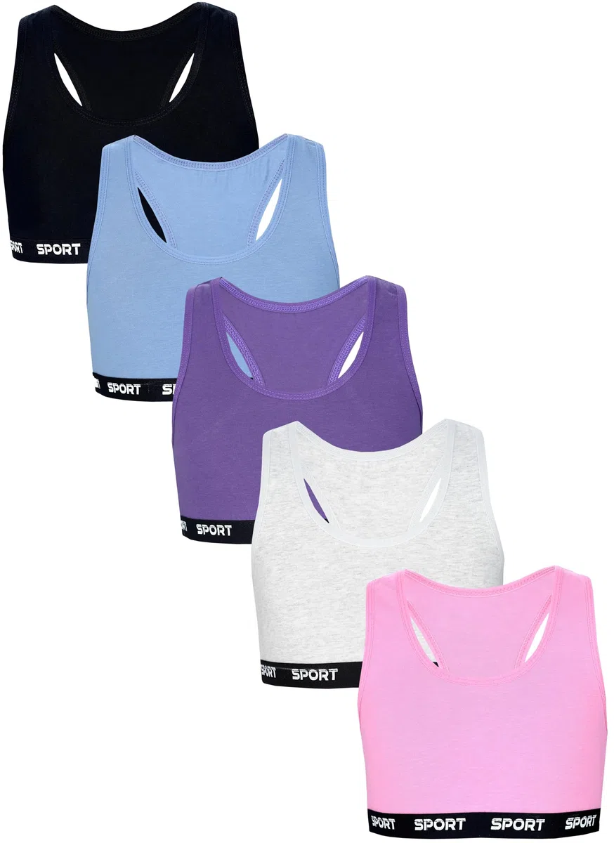 TupTam Mädchen Bustier mit Breiten Trägern und Racerback 5er Pack