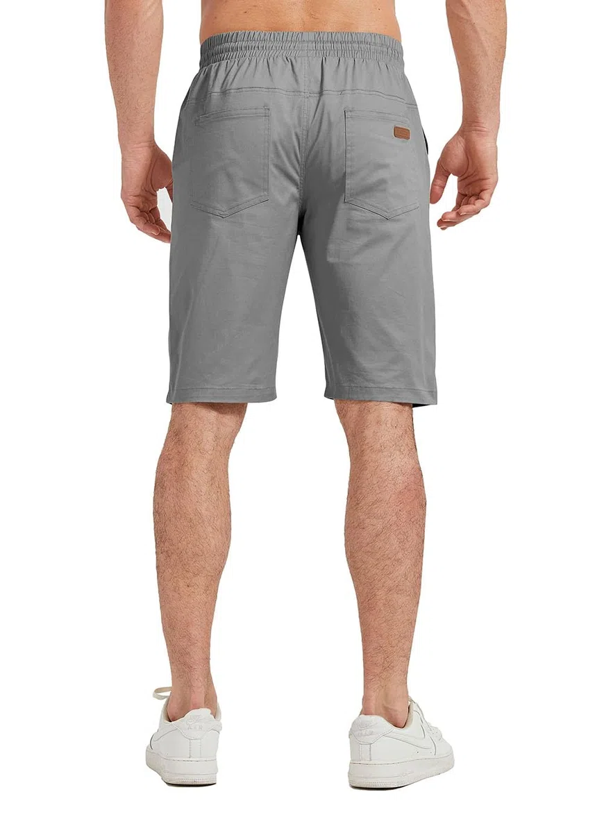 Ougelebo Kurze Hosen Herren Baumwolle Elastische Taille mit Tunnelzug